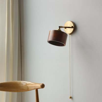 Hakka Rotatable Wood Brass Wall Light