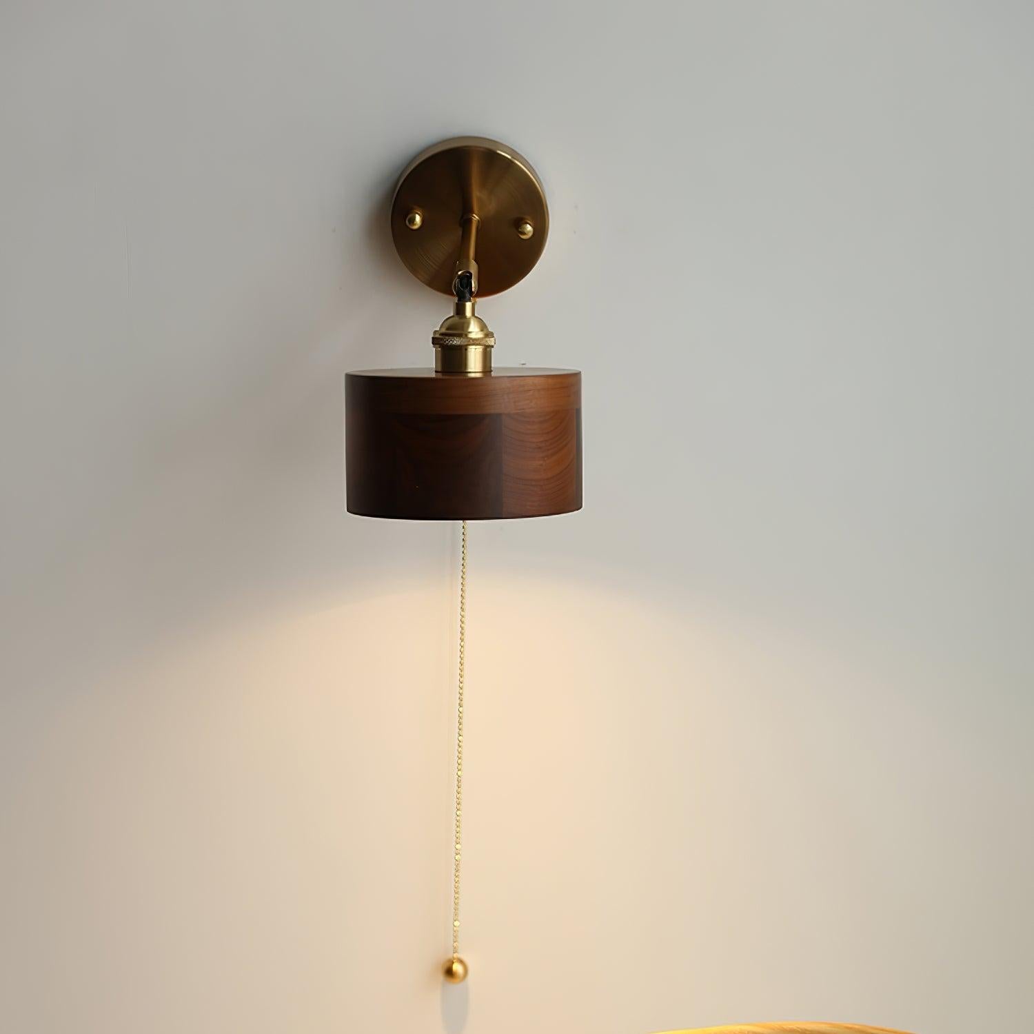 Hakka Rotatable Wood Brass Wall Light