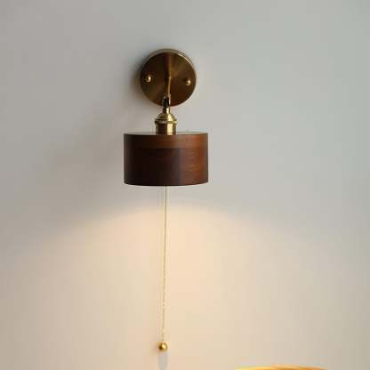 Hakka Rotatable Wood Brass Wall Light