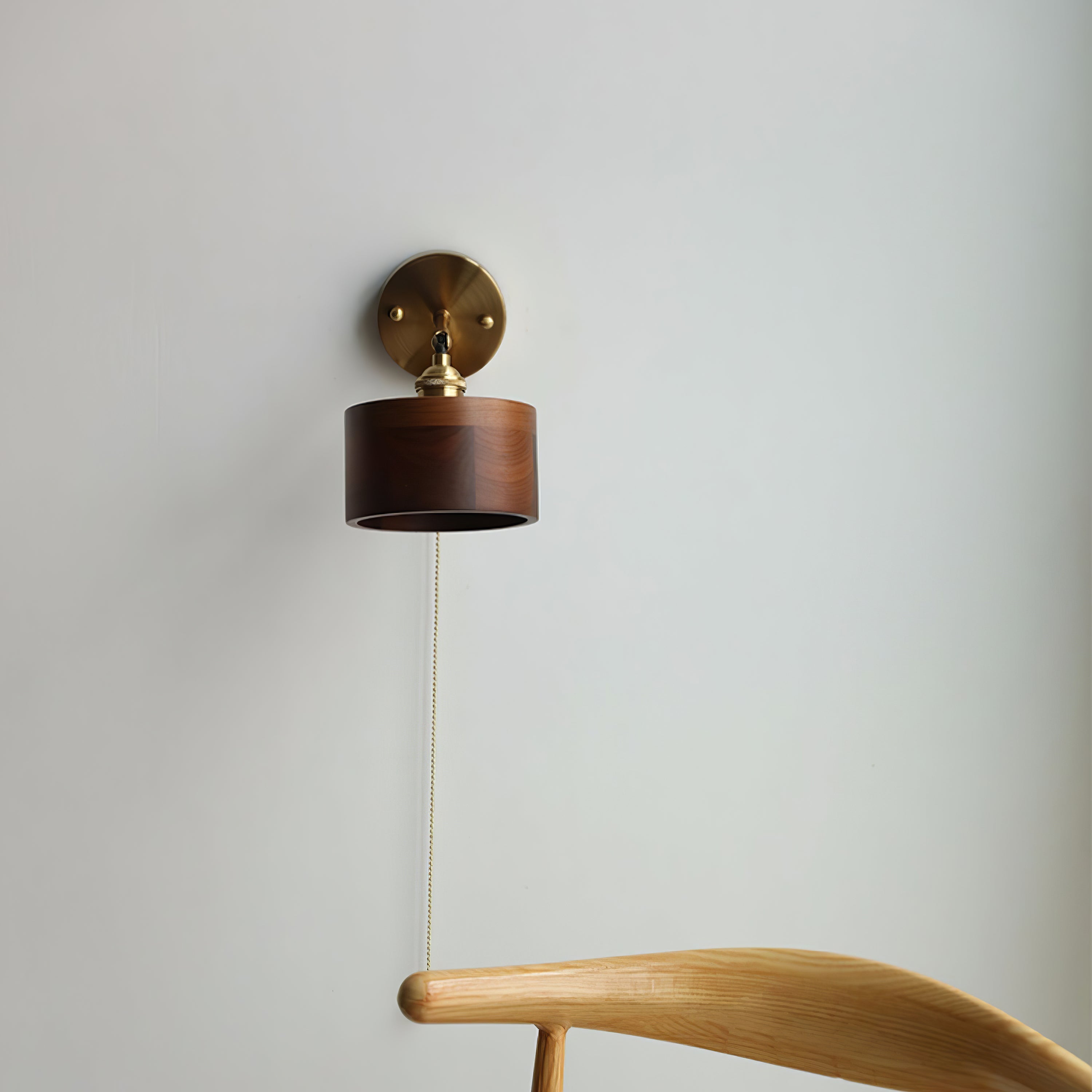 Hakka Rotatable Wood Brass Wall Light