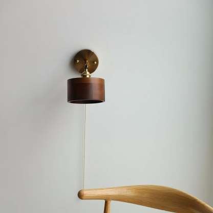 Hakka Rotatable Wood Brass Wall Light