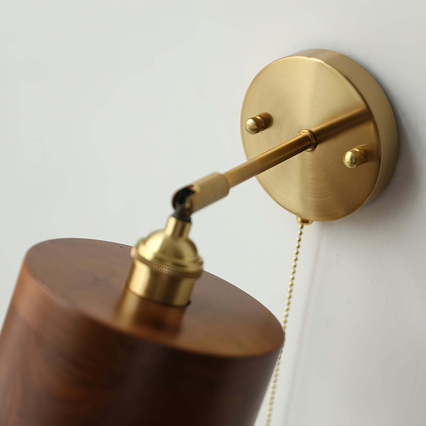 Hakka Rotatable Wood Brass Wall Light