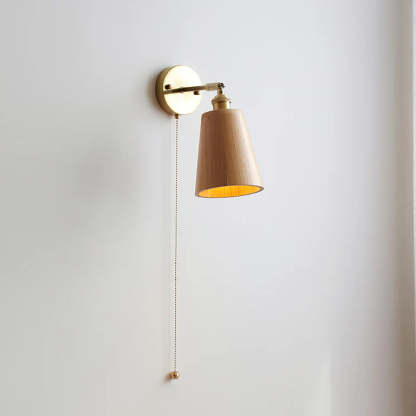 Hakka Rotatable Wood Brass Wall Light