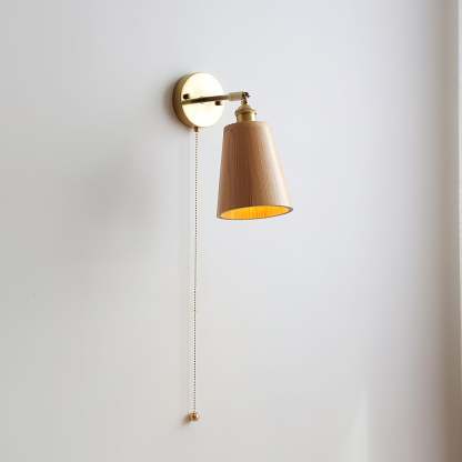 Hakka Rotatable Wood Brass Wall Light