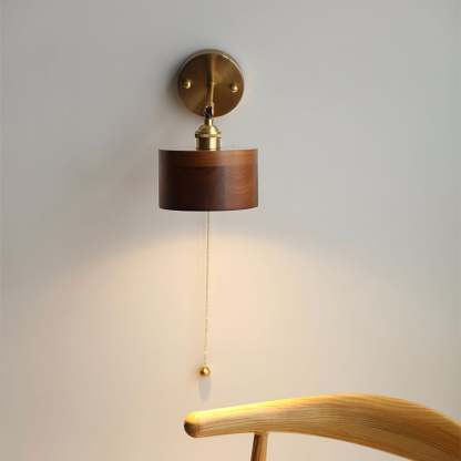 Hakka Rotatable Wood Brass Wall Light
