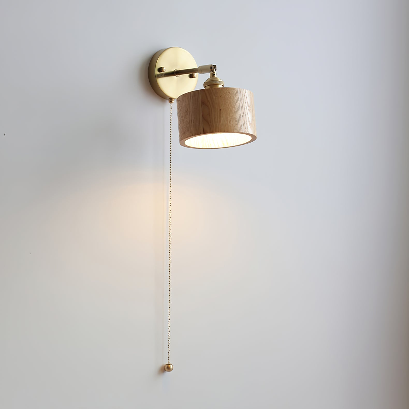 Hakka Rotatable Wood Brass Wall Light