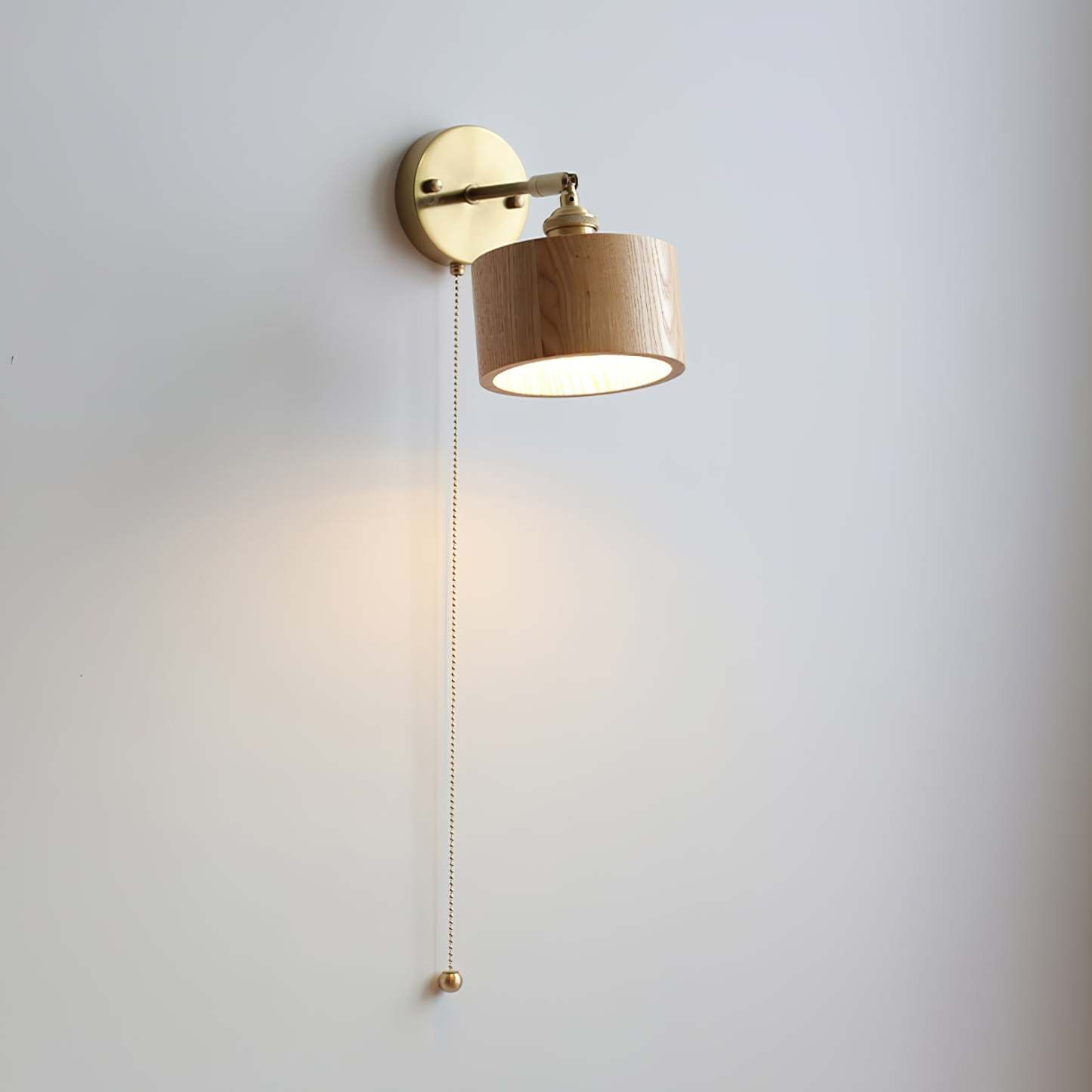 Hakka Rotatable Wood Brass Wall Light