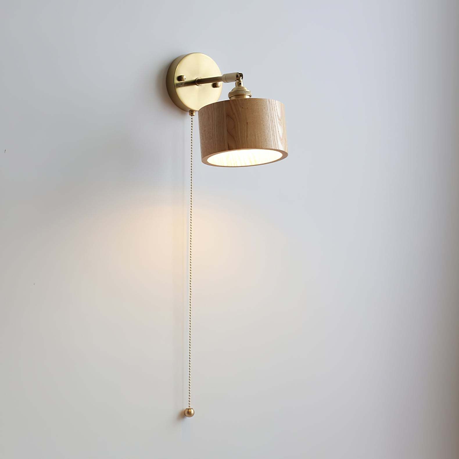 Hakka Rotatable Wood Brass Wall Light