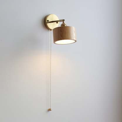 Hakka Rotatable Wood Brass Wall Light