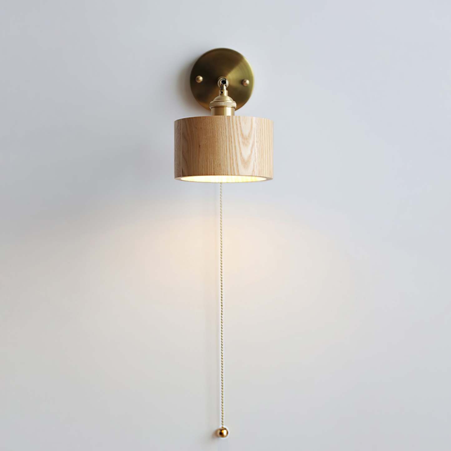 Hakka Rotatable Wood Brass Wall Light