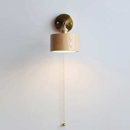 Hakka Rotatable Wood Brass Wall Light