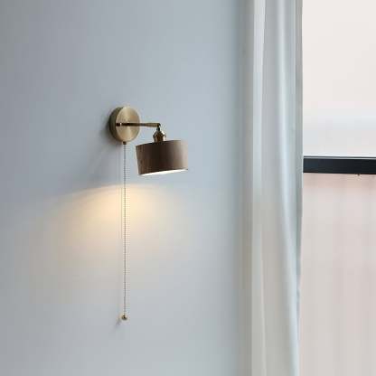Hakka Rotatable Wood Brass Wall Light