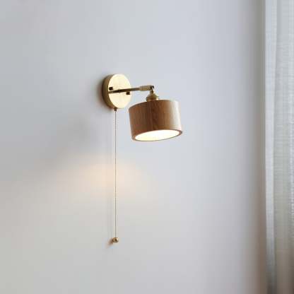 Hakka Rotatable Wood Brass Wall Light