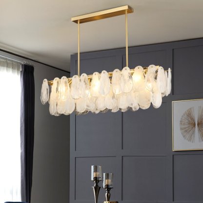 Verona Cloud Glass Tiered Brass Chandelier