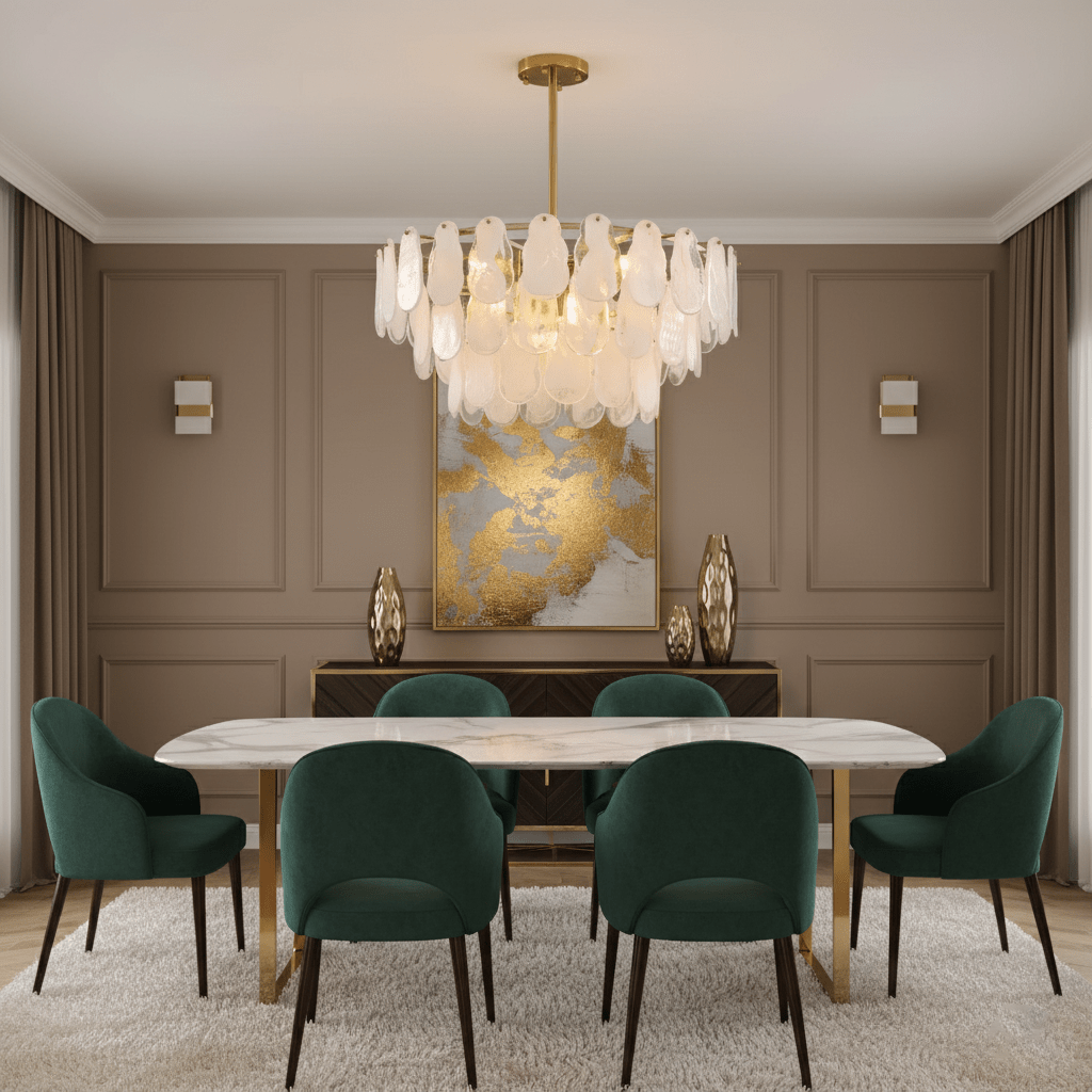 Verona Cloud Glass Tiered Brass Chandelier