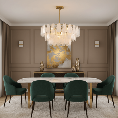 Verona Cloud Glass Tiered Brass Chandelier