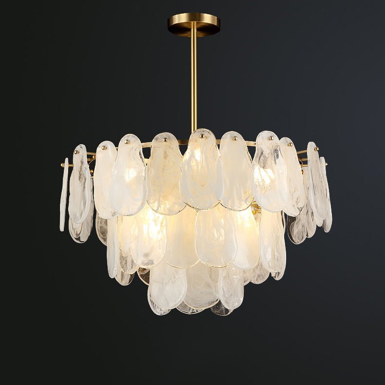 Verona Cloud Glass Tiered Brass Chandelier