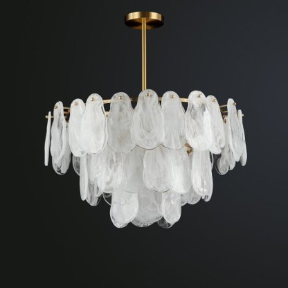 Verona Cloud Glass Tiered Brass Chandelier