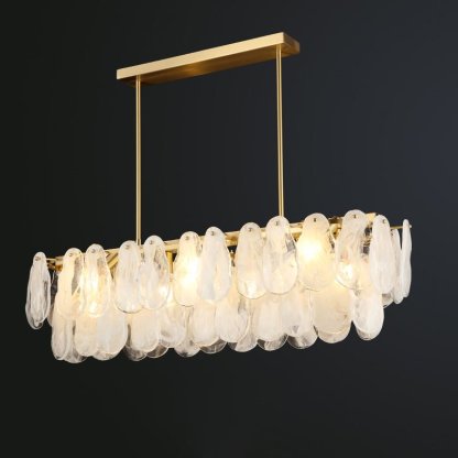 Verona Cloud Glass Tiered Brass Chandelier