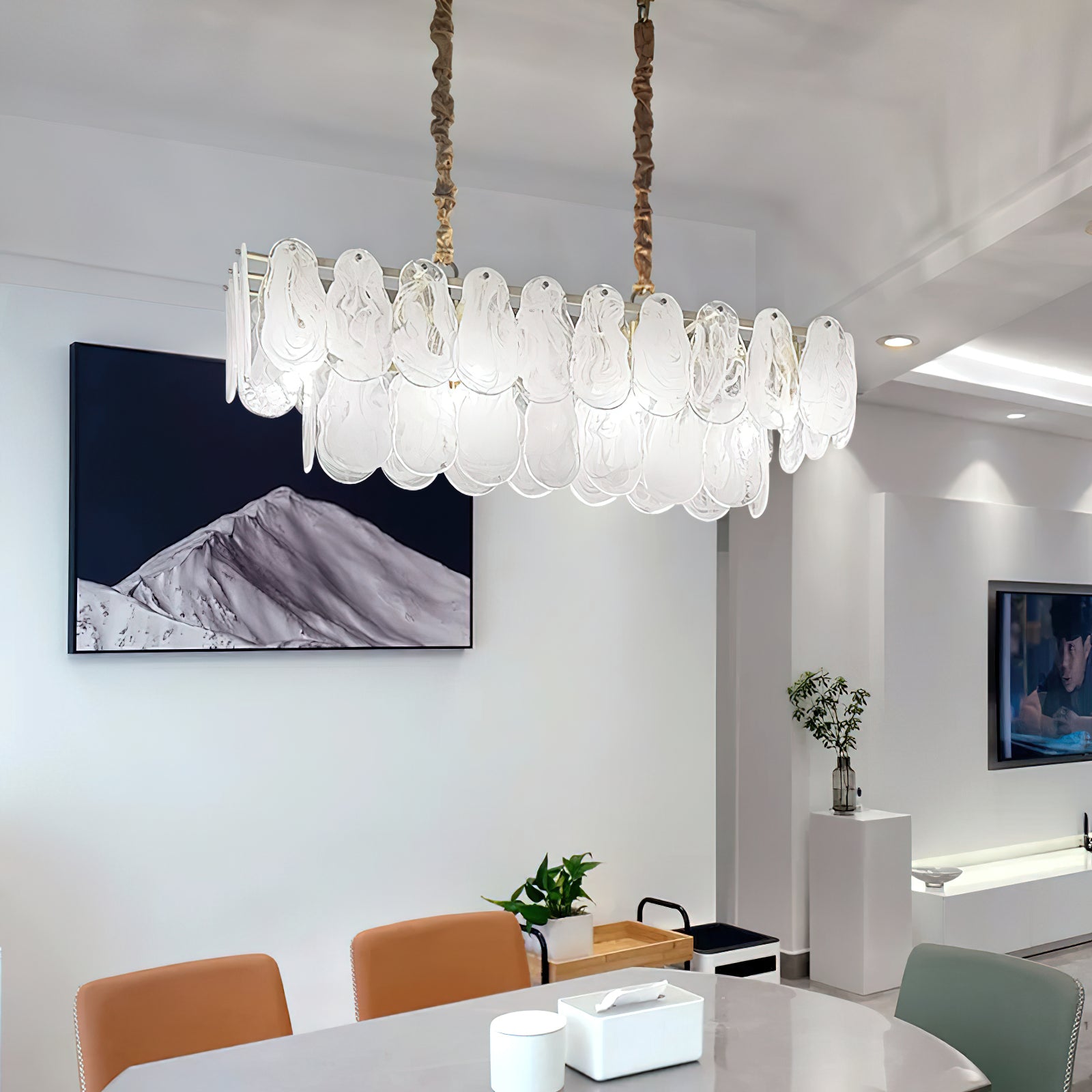 Verona Cloud Glass Tiered Brass Chandelier