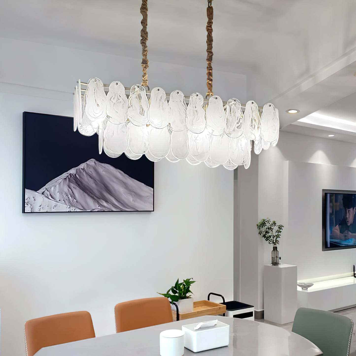 Verona Cloud Glass Tiered Brass Chandelier