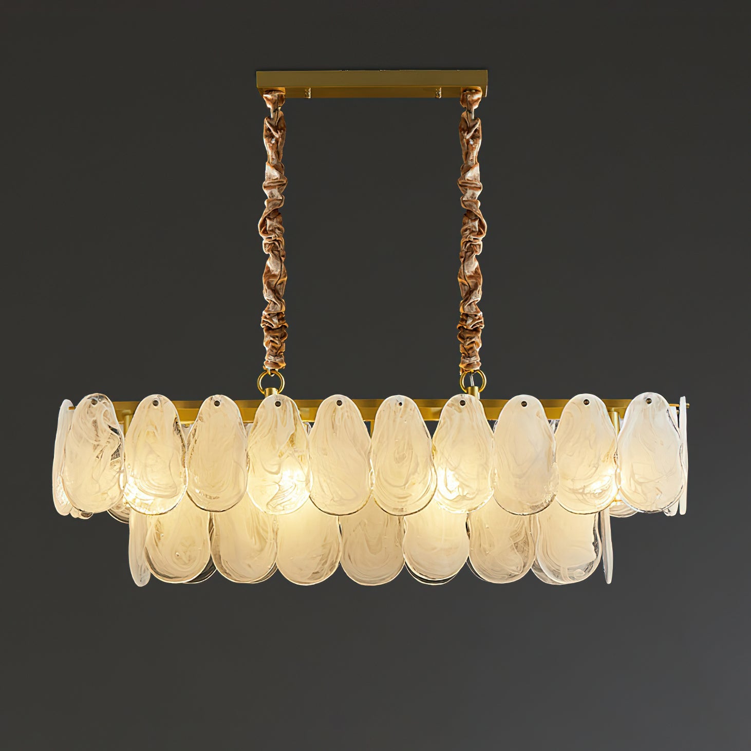 Verona Cloud Glass Tiered Brass Chandelier