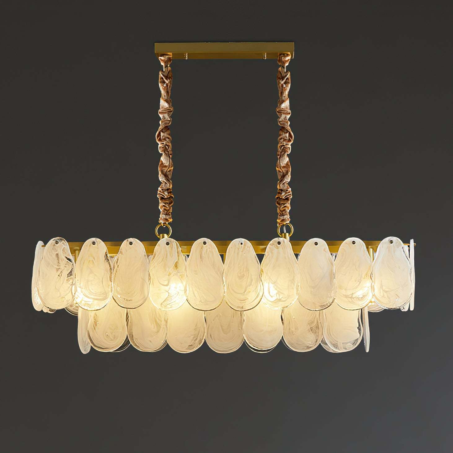 Verona Cloud Glass Tiered Brass Chandelier