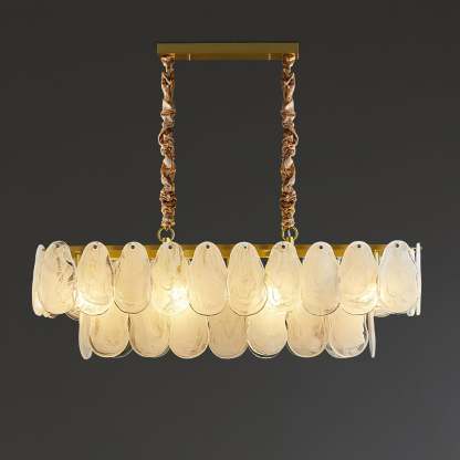 Verona Cloud Glass Tiered Brass Chandelier