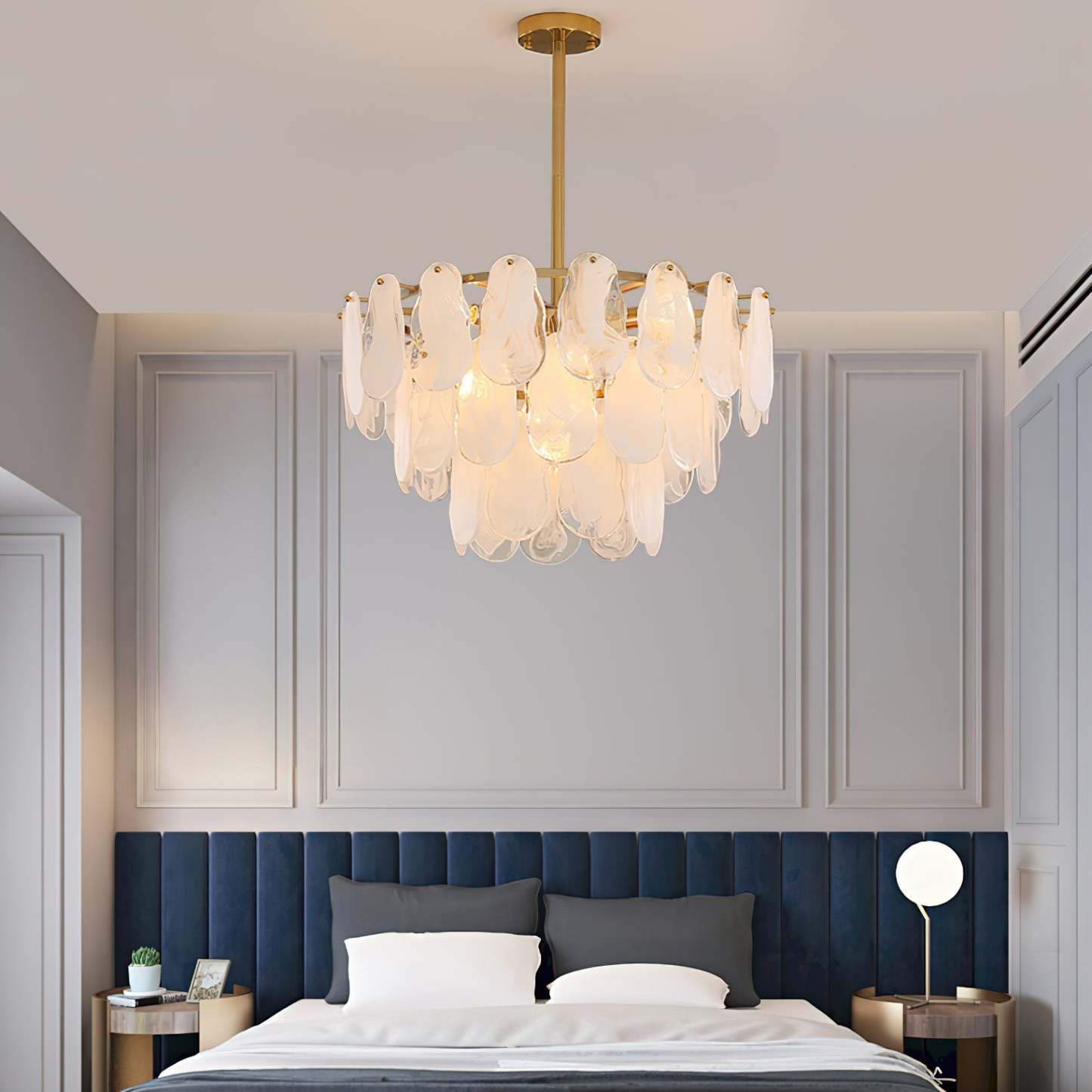 Verona Cloud Glass Tiered Brass Chandelier