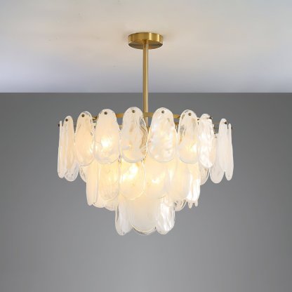 Verona Cloud Glass Tiered Brass Chandelier