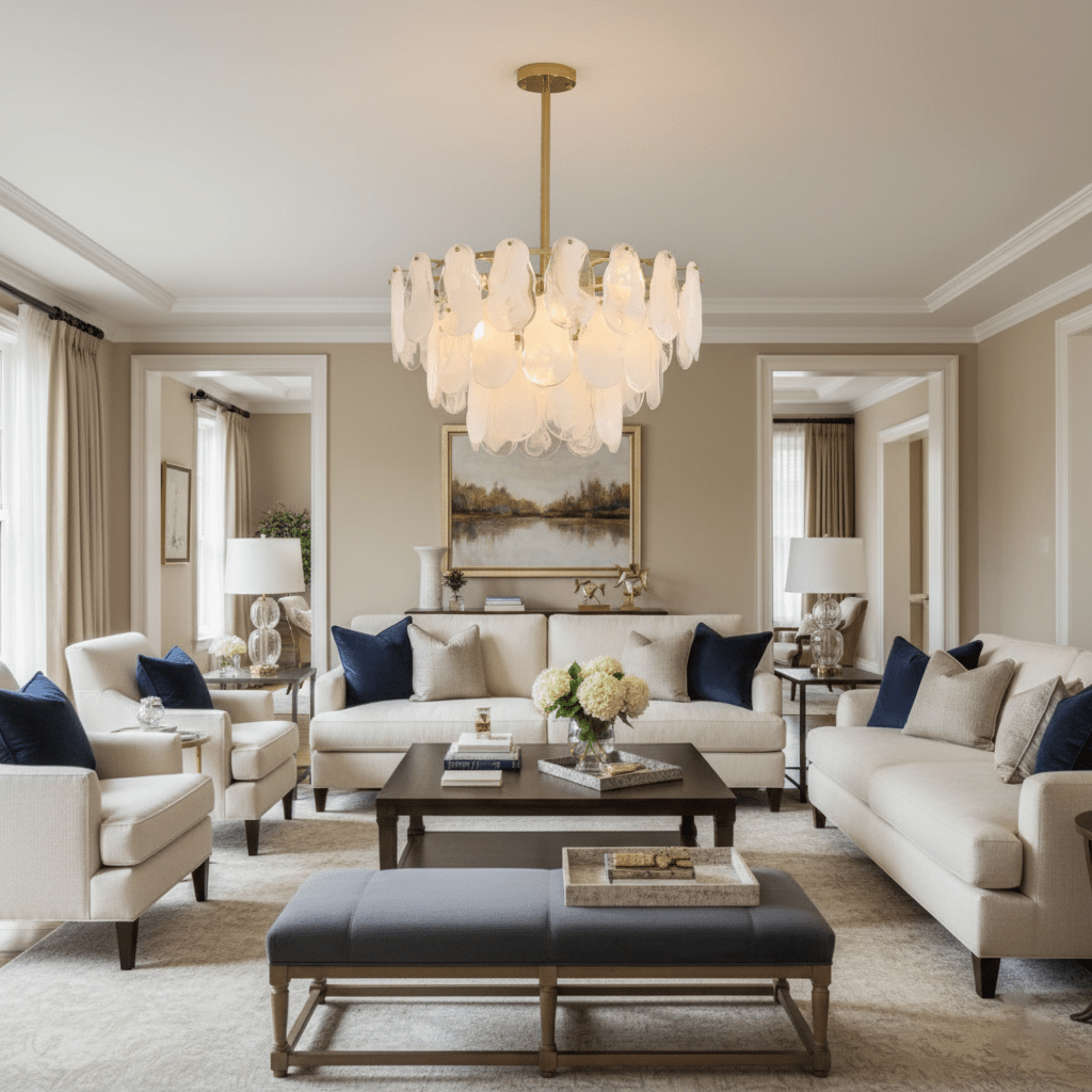 Verona Cloud Glass Tiered Brass Chandelier