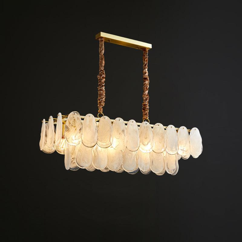 Verona Cloud Glass Tiered Brass Chandelier