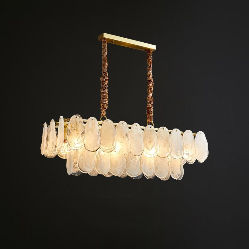 Verona Cloud Glass Tiered Brass Chandelier