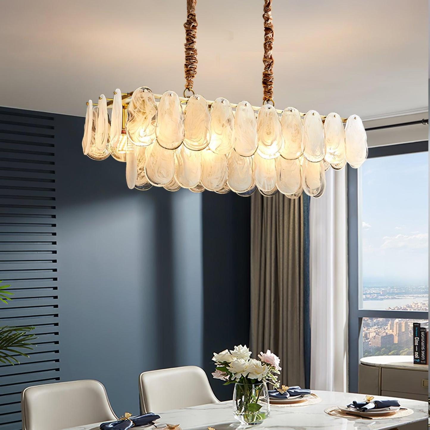 Verona Cloud Glass Tiered Brass Chandelier
