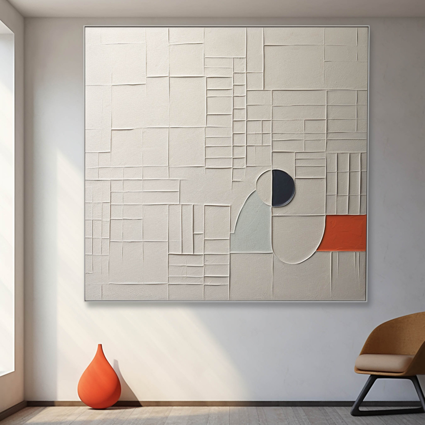 Arte Minimalista Abstracto De Yeso En Lienzo Enmarcado Al Óleo | Las Sola