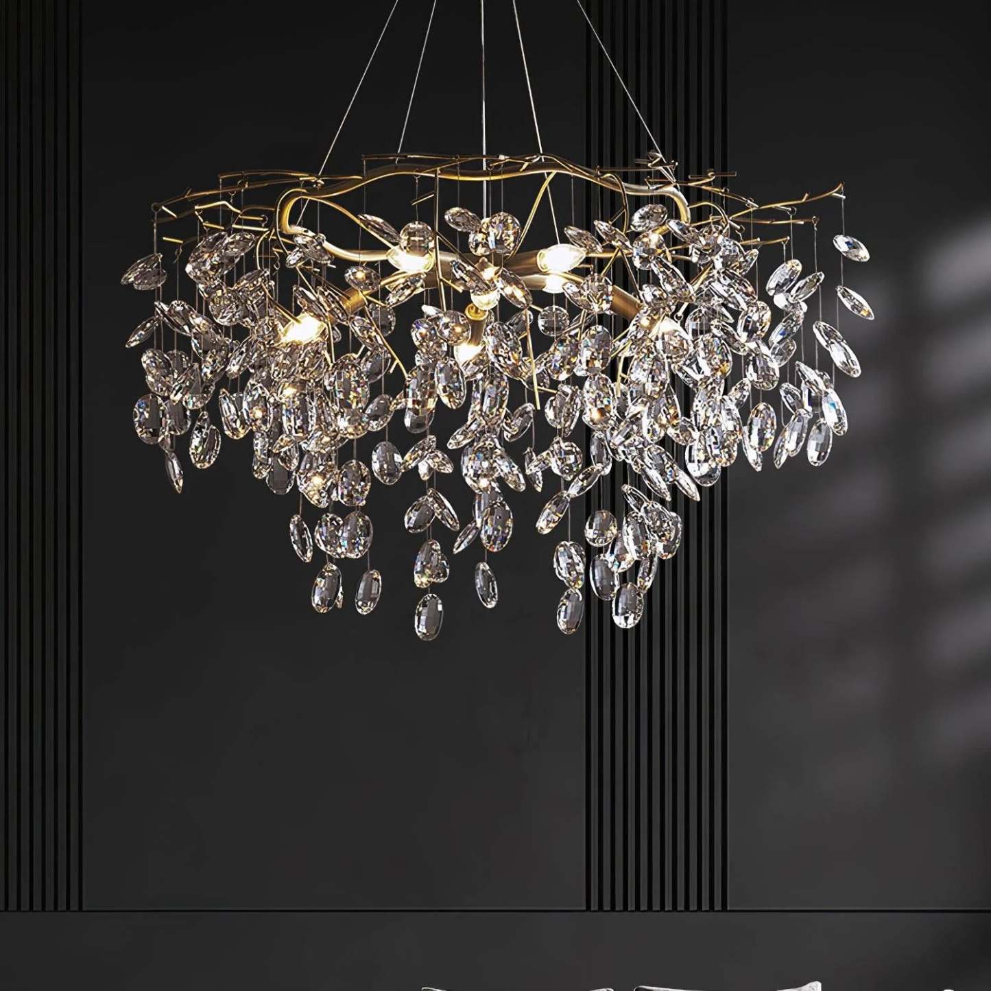 Verona Crystal Cascade Gold Chandelier