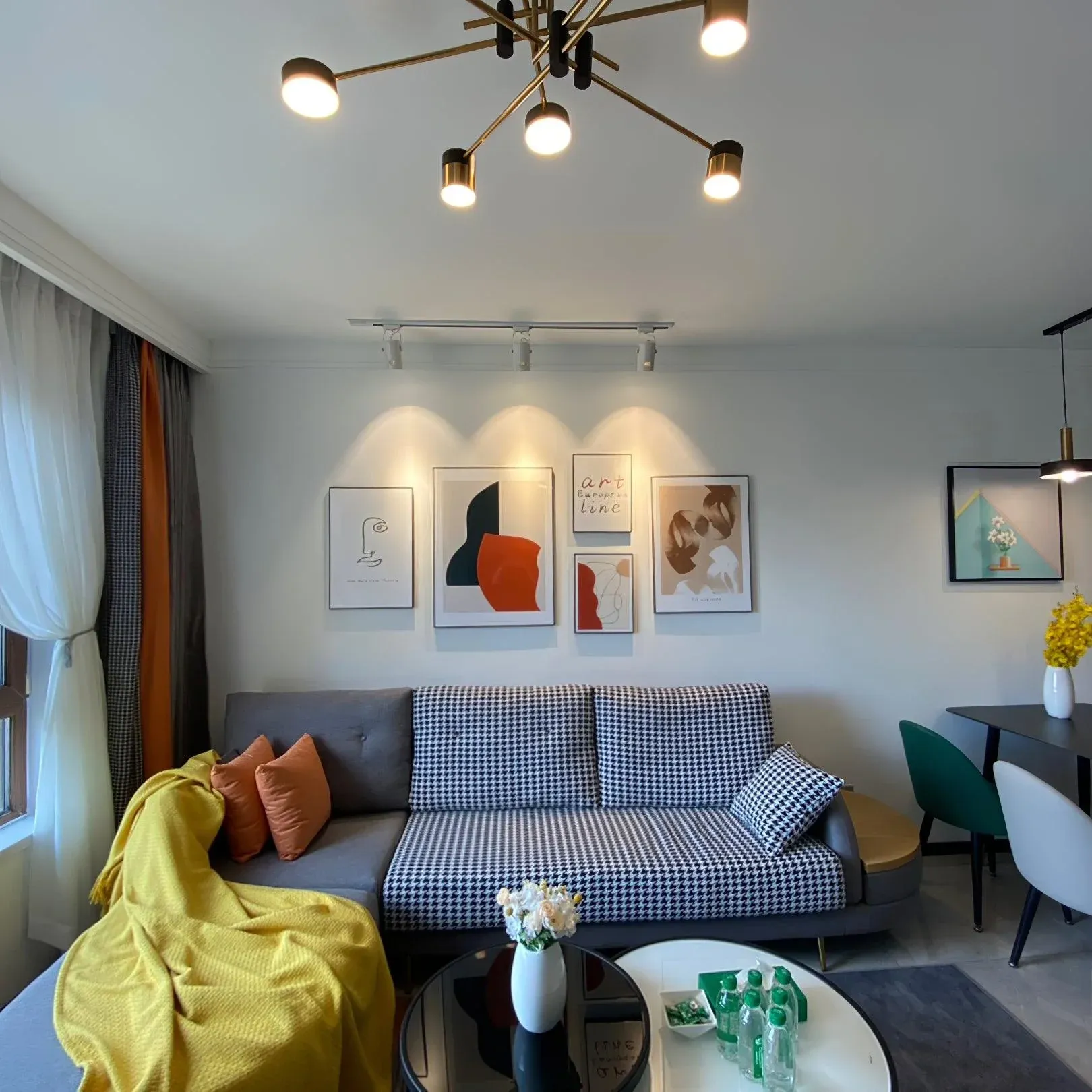 Valentina Moderno Oro Negro Metal Acrílico Colgante Luz Dormitorio Sala de estar