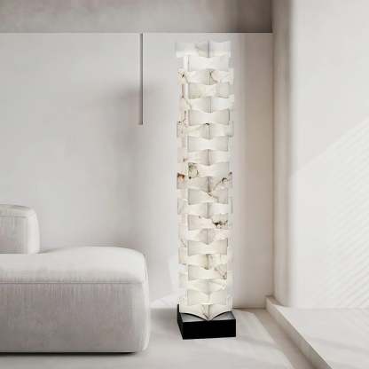 Dune Stacked Alabaster Squares Floor Lamp