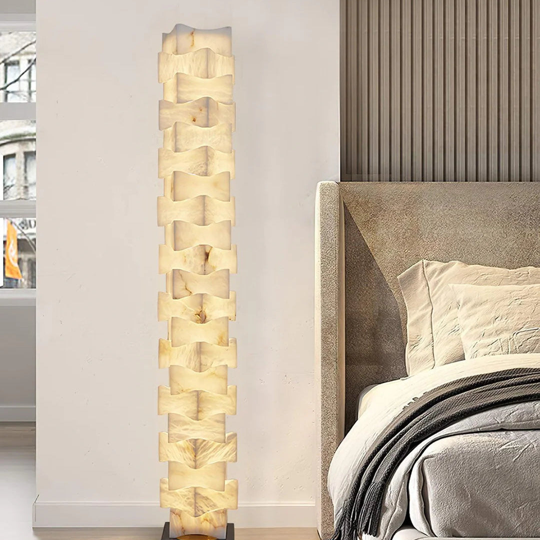 Dune Stacked Alabaster Squares Floor Lamp