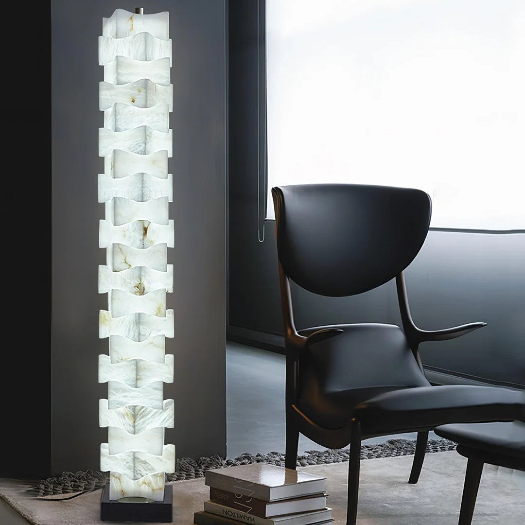 Dune Stacked Alabaster Squares Floor Lamp