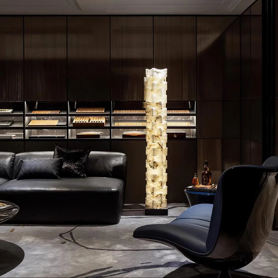 Dune Stacked Alabaster Squares Floor Lamp