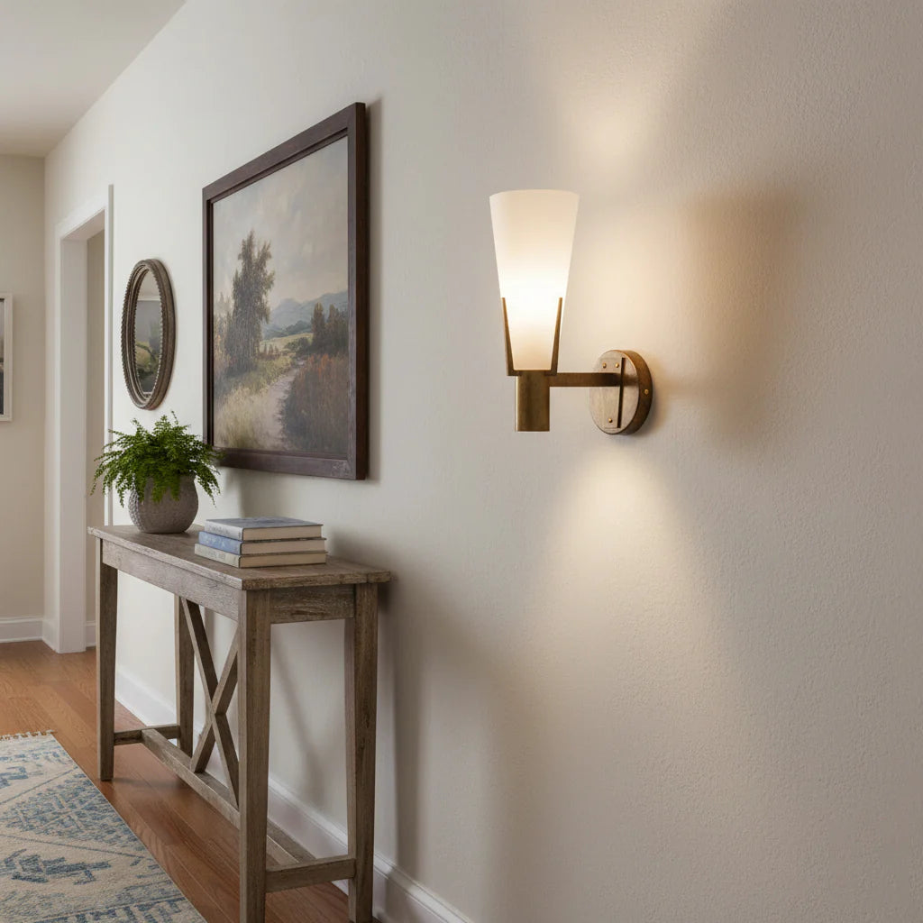 Axis Brass Glass Cone Wall Light