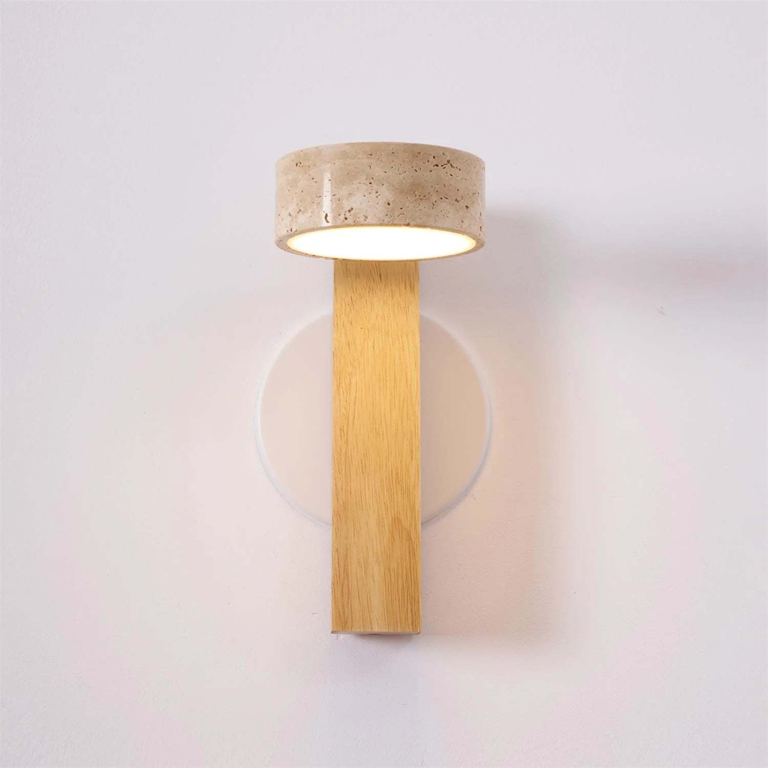 Hakka Wood & Travertine Wall Lamp