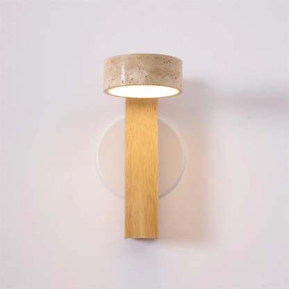 Hakka Wood & Travertine Wall Lamp