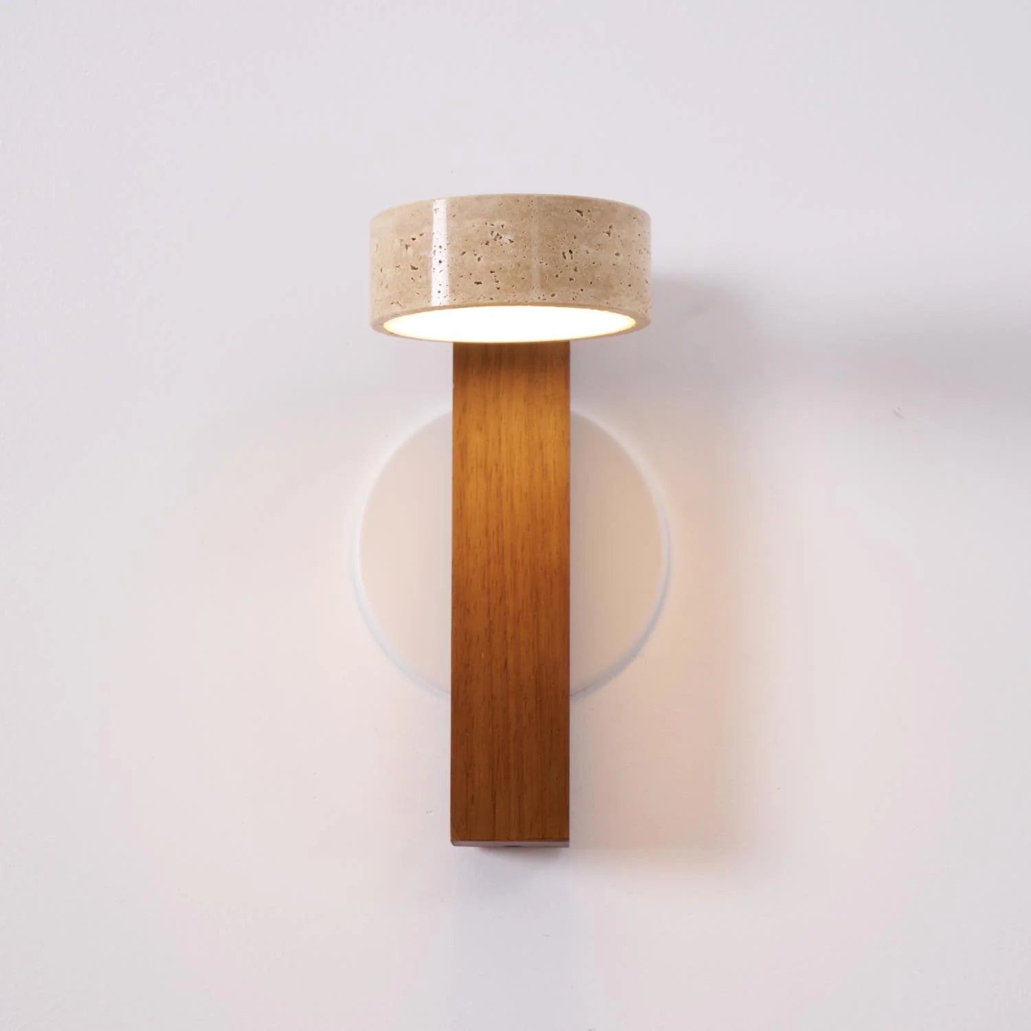 Hakka Wood & Travertine Wall Lamp
