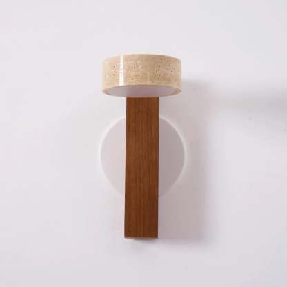 Hakka Wood & Travertine Wall Lamp