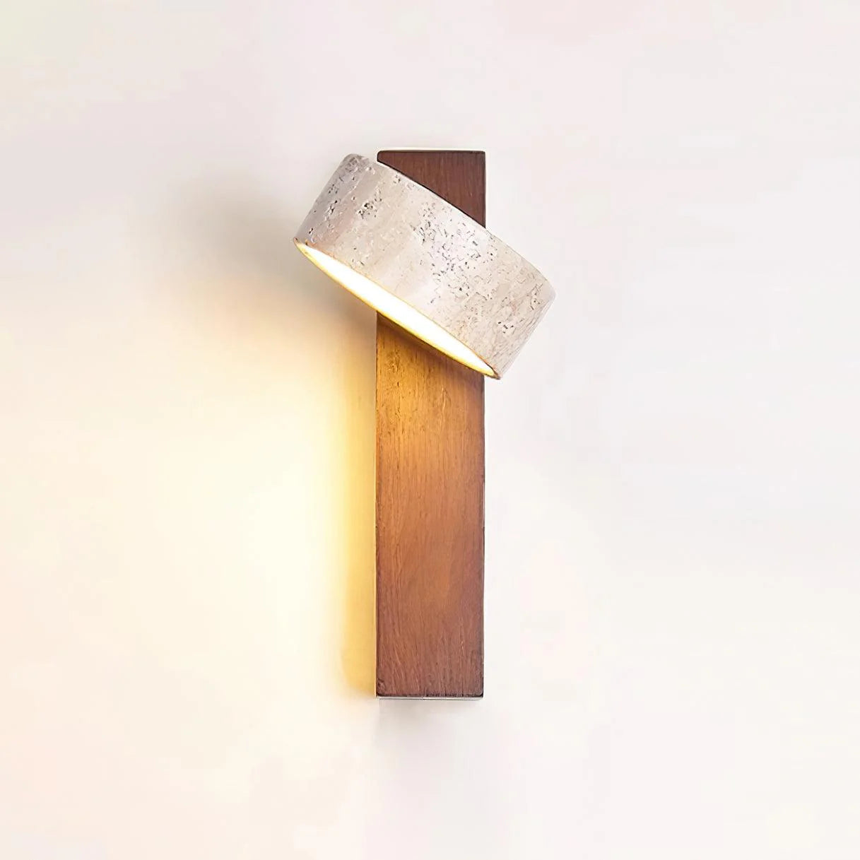 Hakka Wood & Travertine Wall Lamp