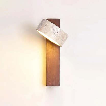 Hakka Wood & Travertine Wall Lamp
