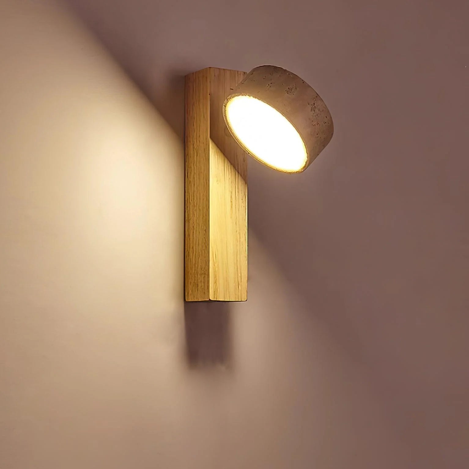 Hakka Wood & Travertine Wall Lamp