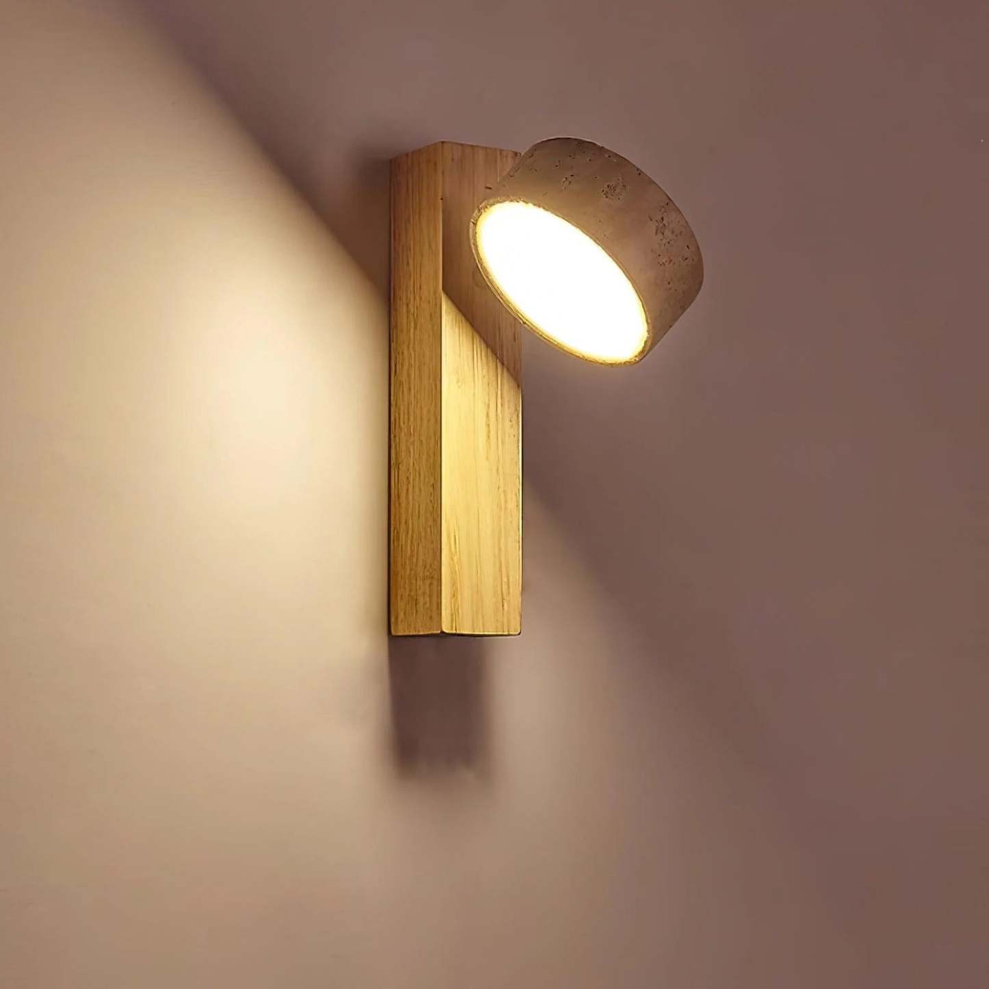 Hakka Wood & Travertine Wall Lamp